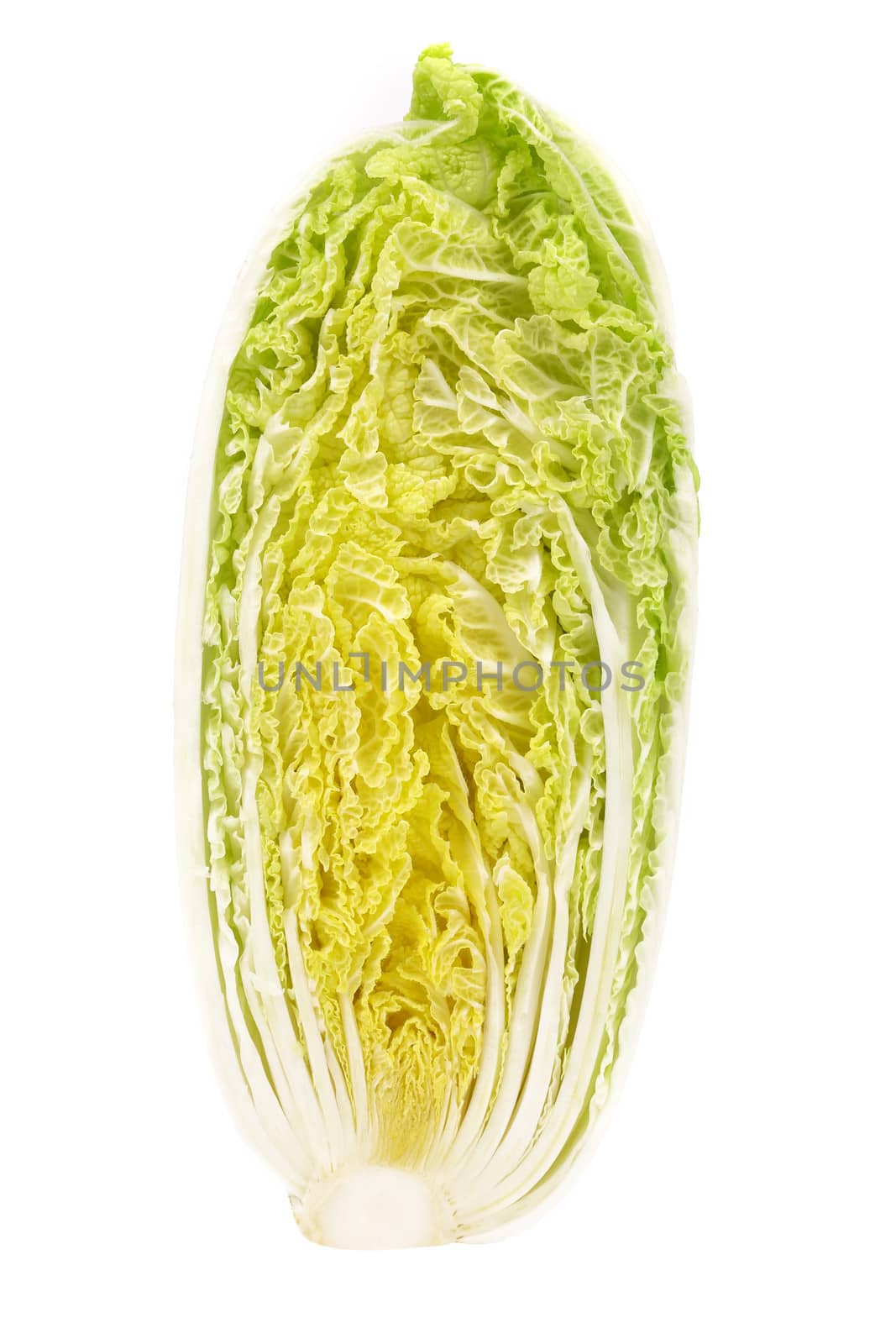 Slice of chinese cabbage isolated on a white background