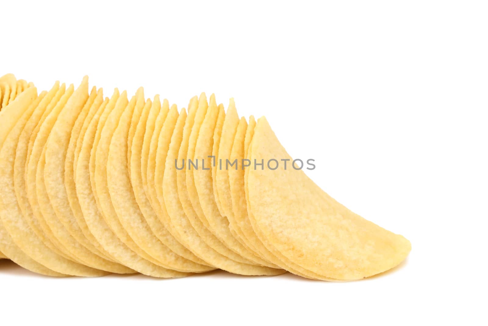 Potato chips are located on a white background.