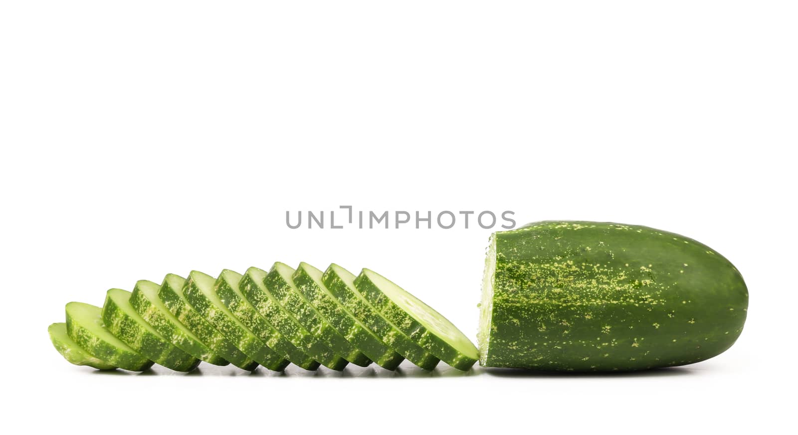 Slices of cucmber isolated on a white background.