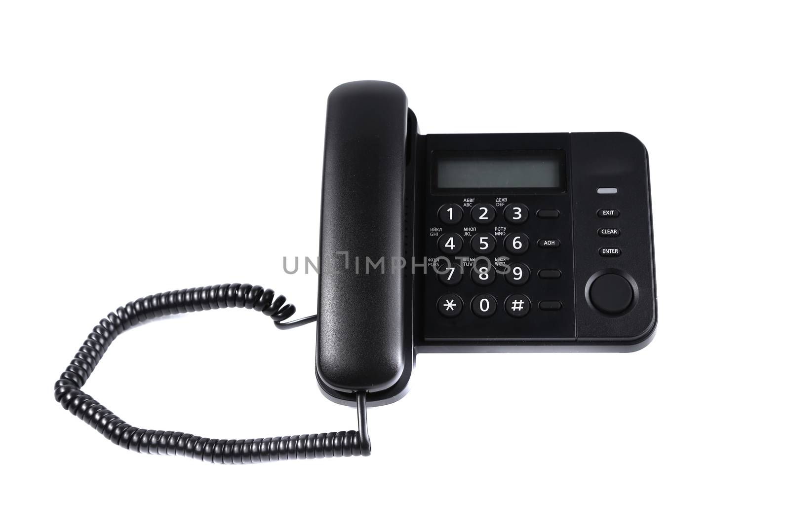 One landline phone on a white background