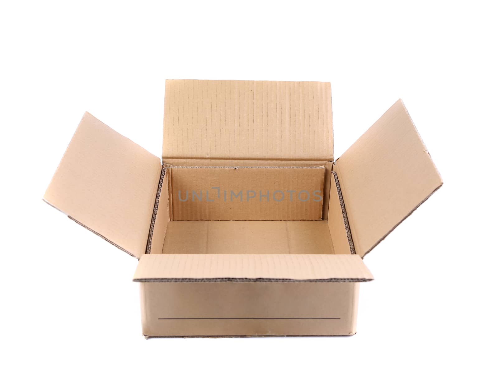 Top view of carton box isolated on white background