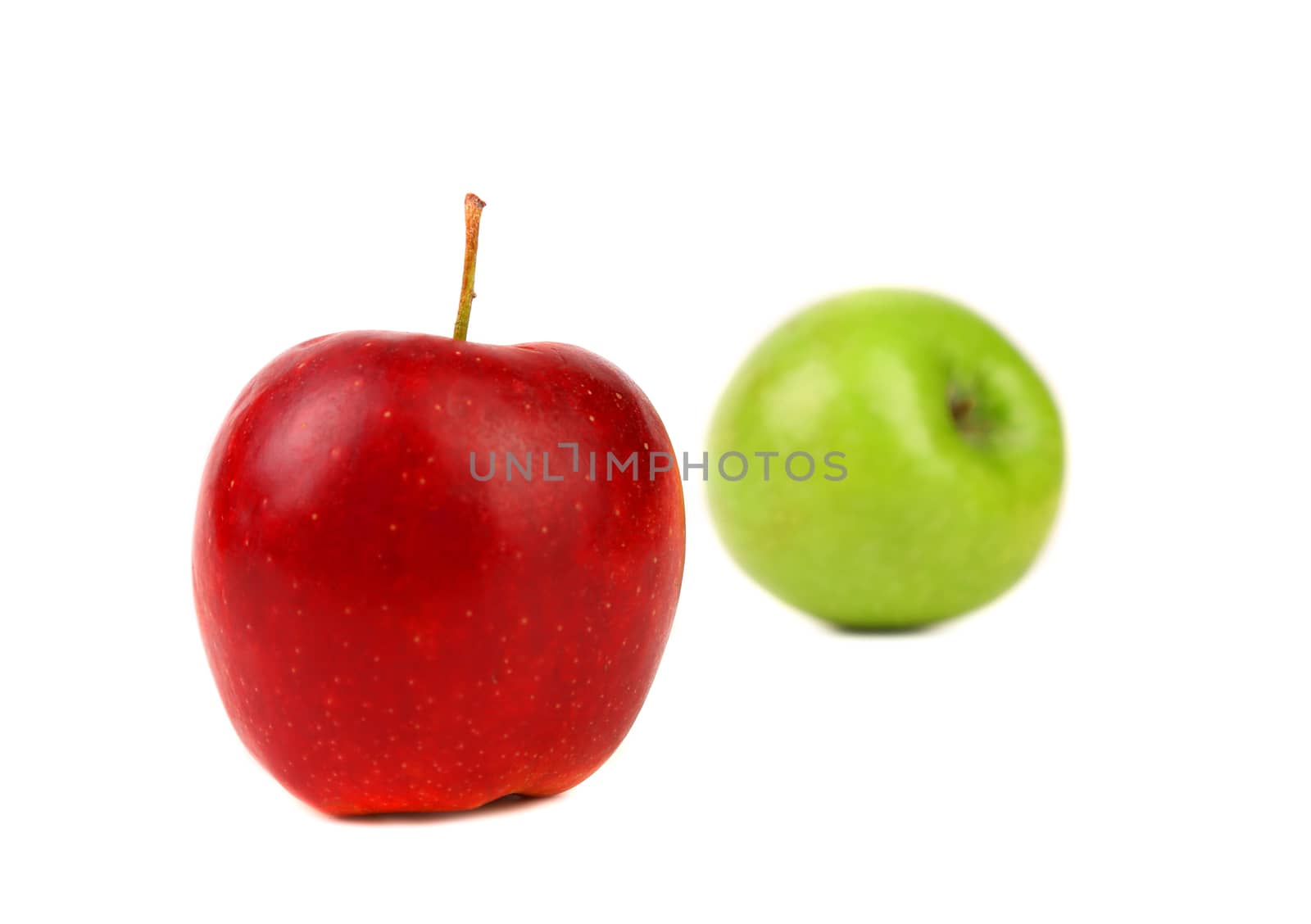 Red and green apples isolated on a white background.