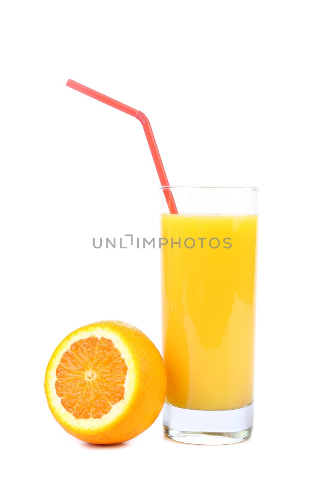 orange and juice isolated on a white background