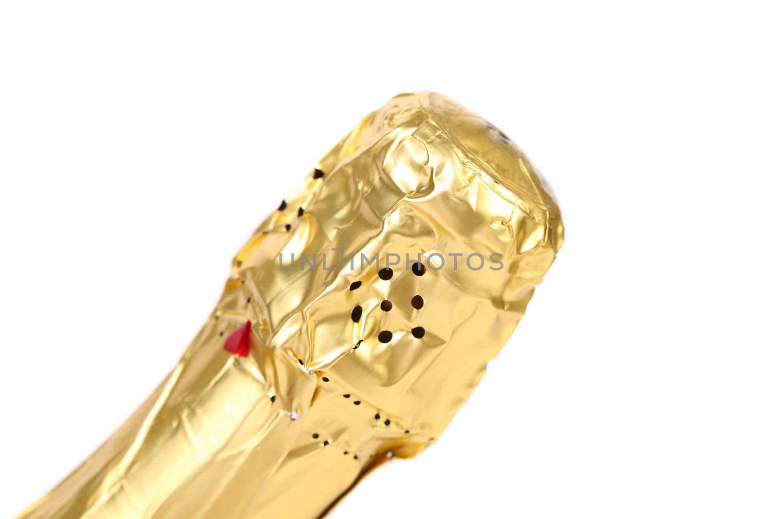 Bottleneck of champange isolated on a white background.