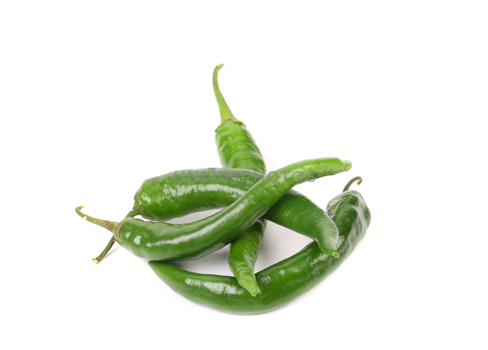 Green chilli pepper isolated on a white background