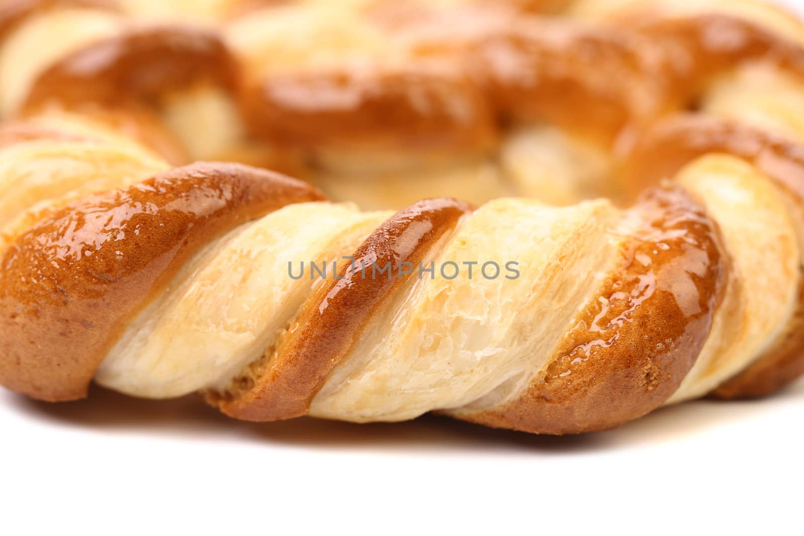 Knot-shaped biscuits on a white background. Close up.