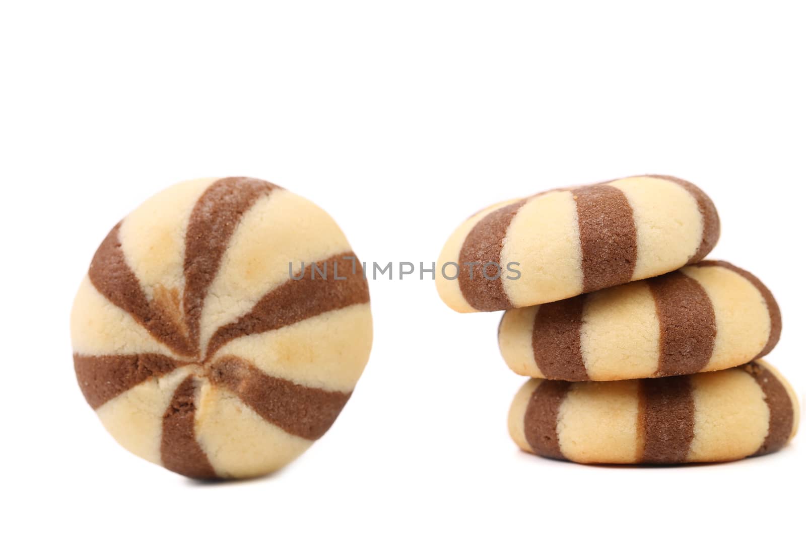 Biscuits of a chocolate cloves. White background.