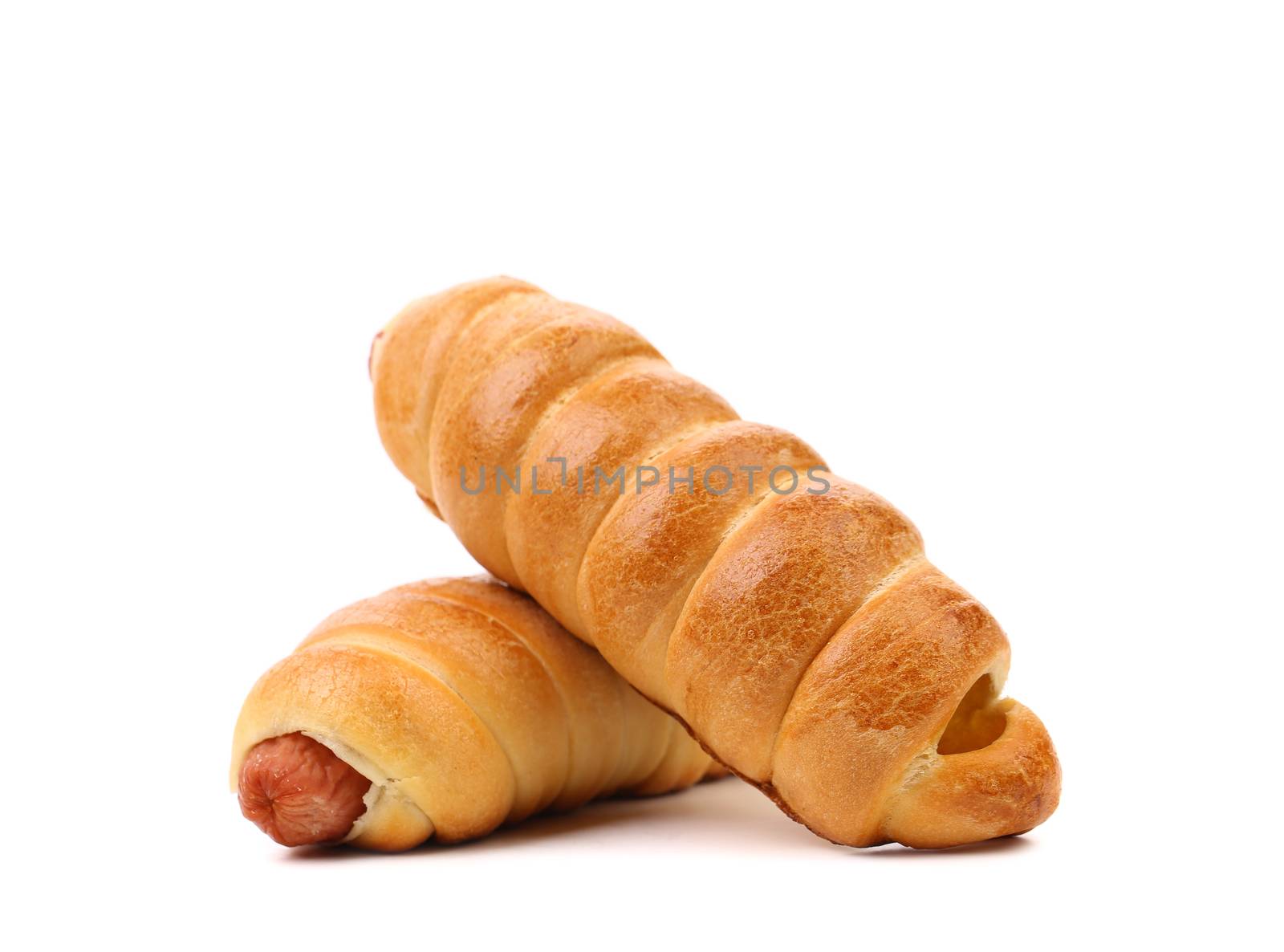 Sausage rolls isolated on a white background