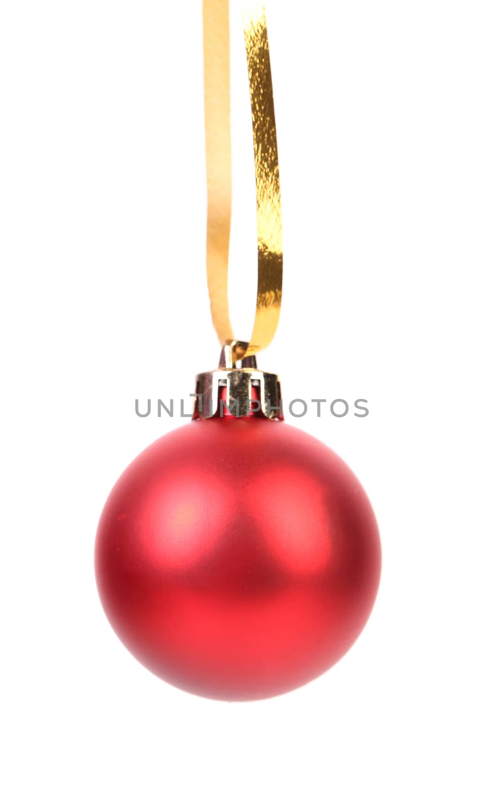 Christmas red ball. Isolated on a white background.