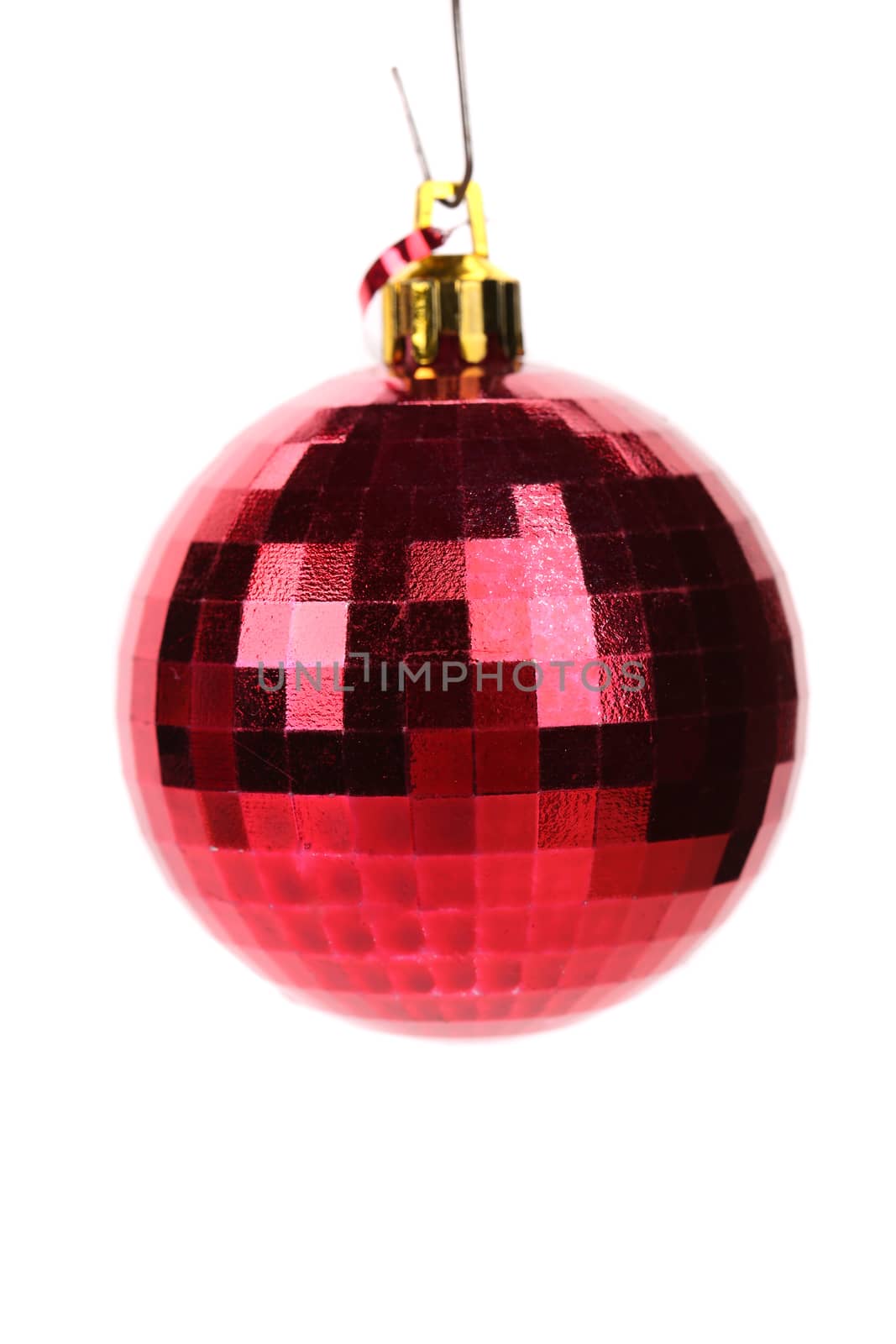 Red christmas bauble. Isolated on a white background.