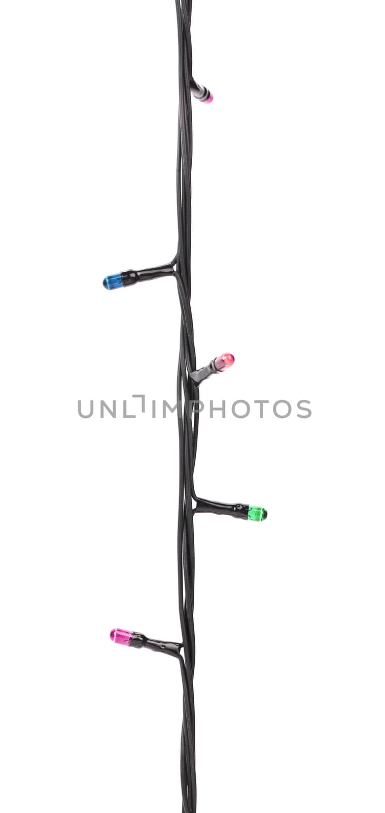 Multicolored lamp festive garland isolated on white background