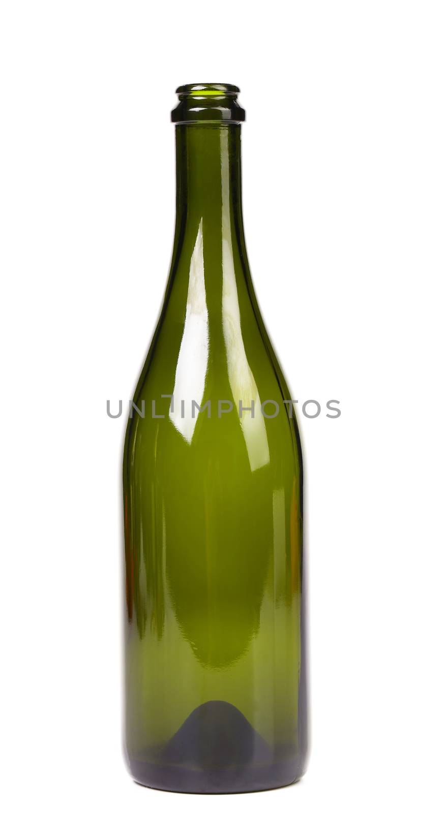 Empty champagne bottle. Isolated on a white background.