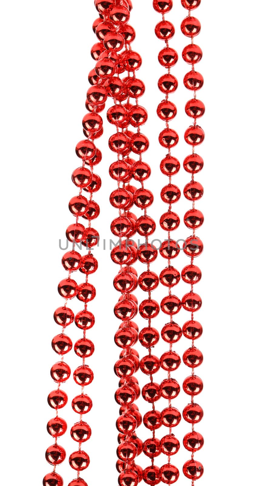 Red beads isolated on a white background.