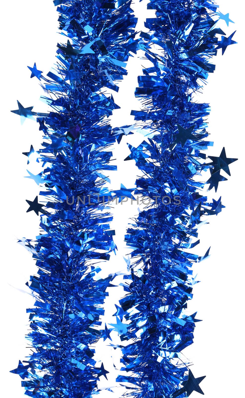 Tinsel. Christmas decoration on a white background.
