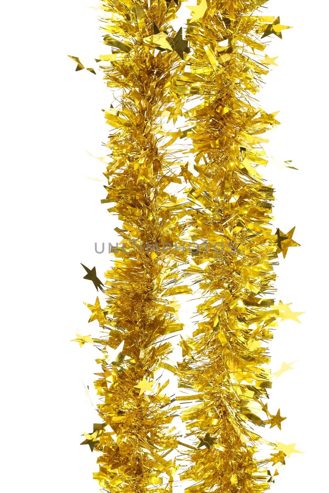 Tinsel. Christmas decoration on a white background.