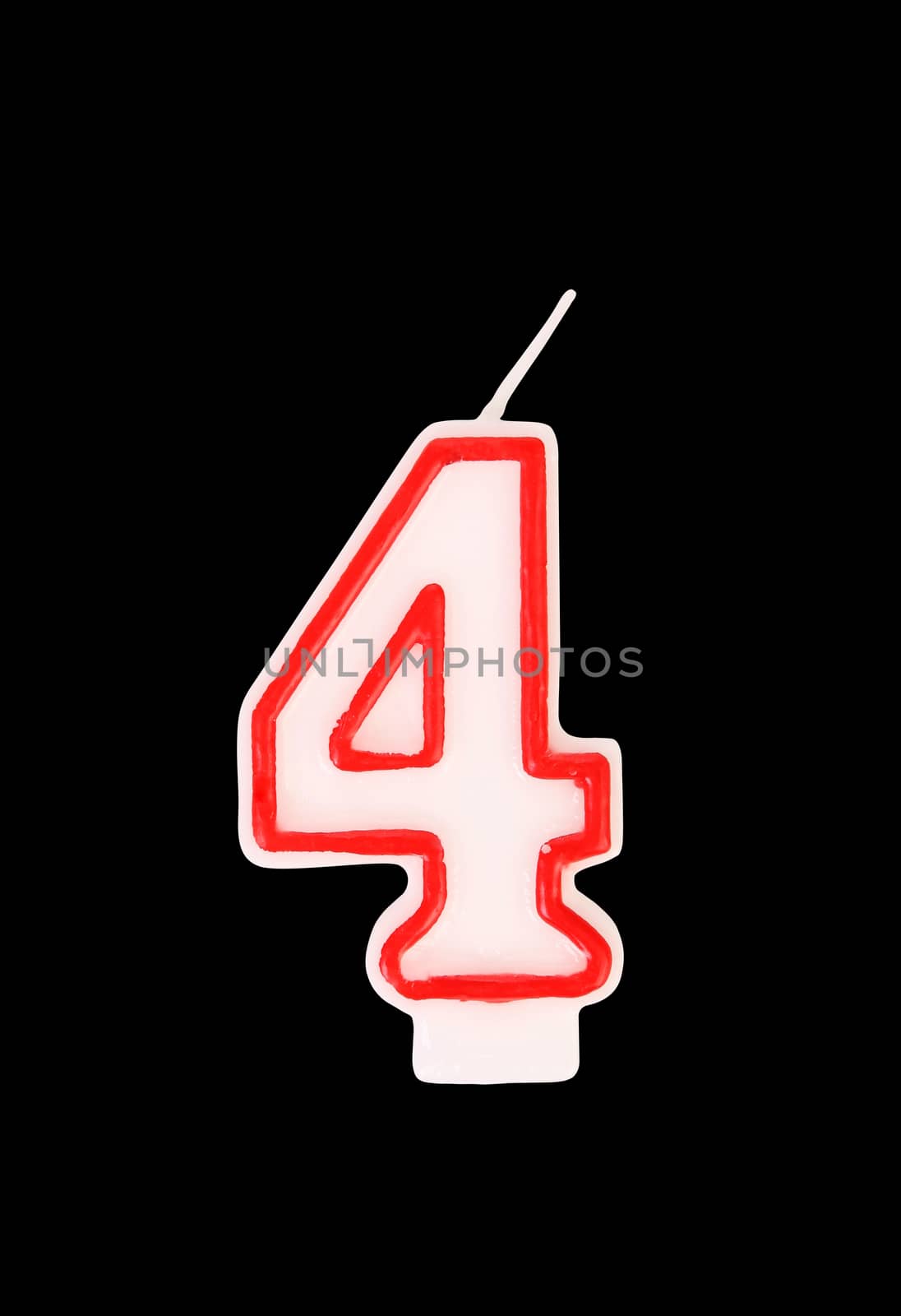 Candle in the form of four figures. Black background.