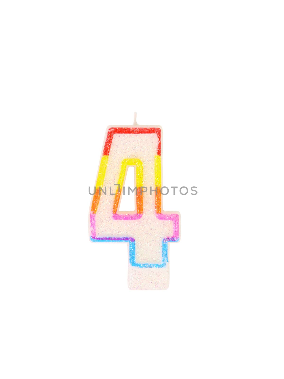 Candle in the form of four figures. White background.