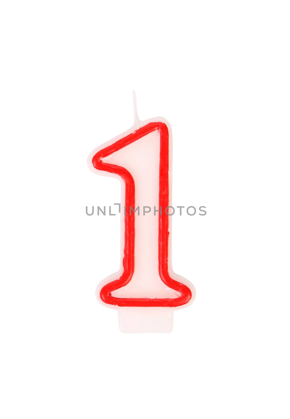Candle in the form of one figures. White background.