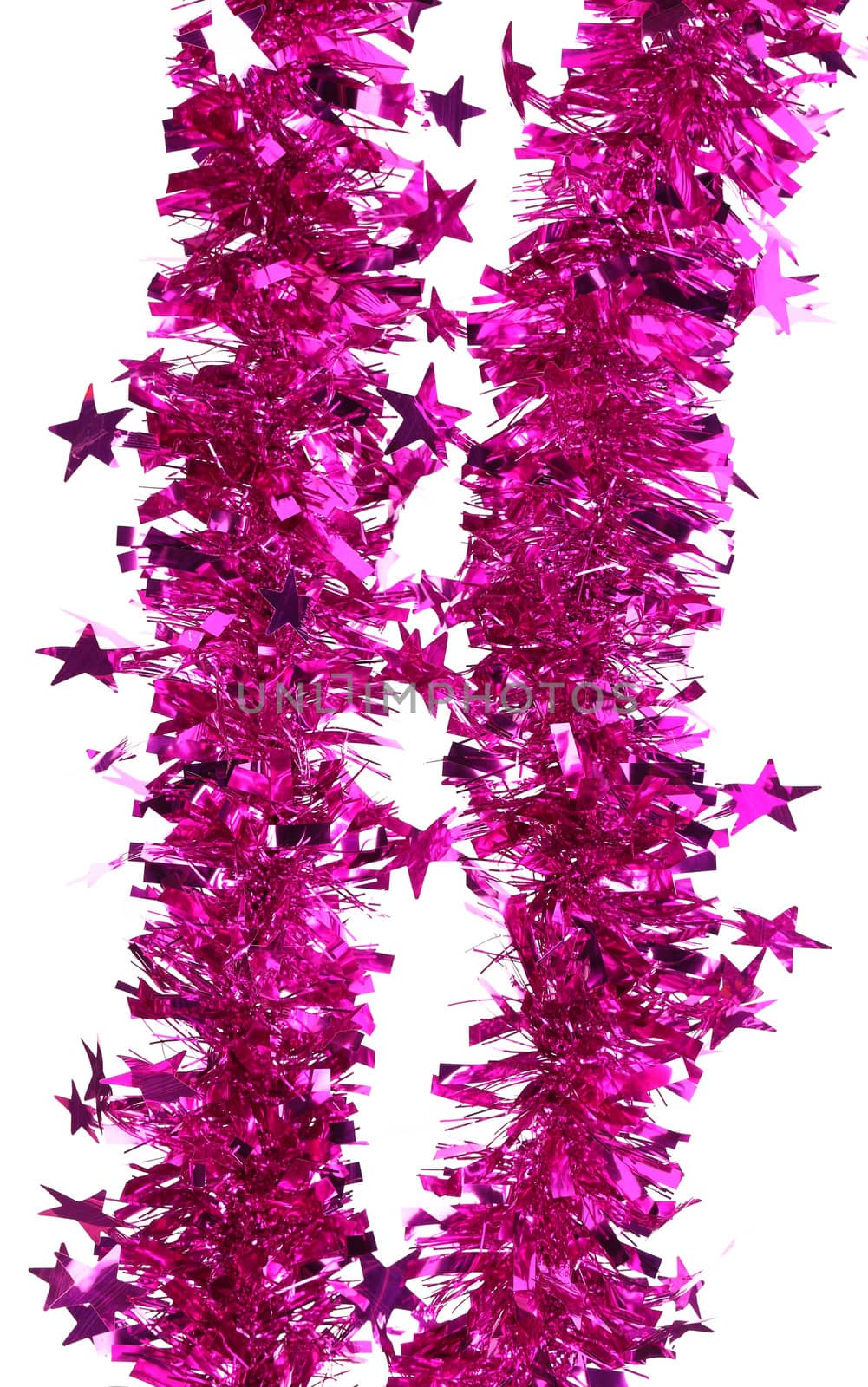 Tinsel. Christmas decoration on a white background.