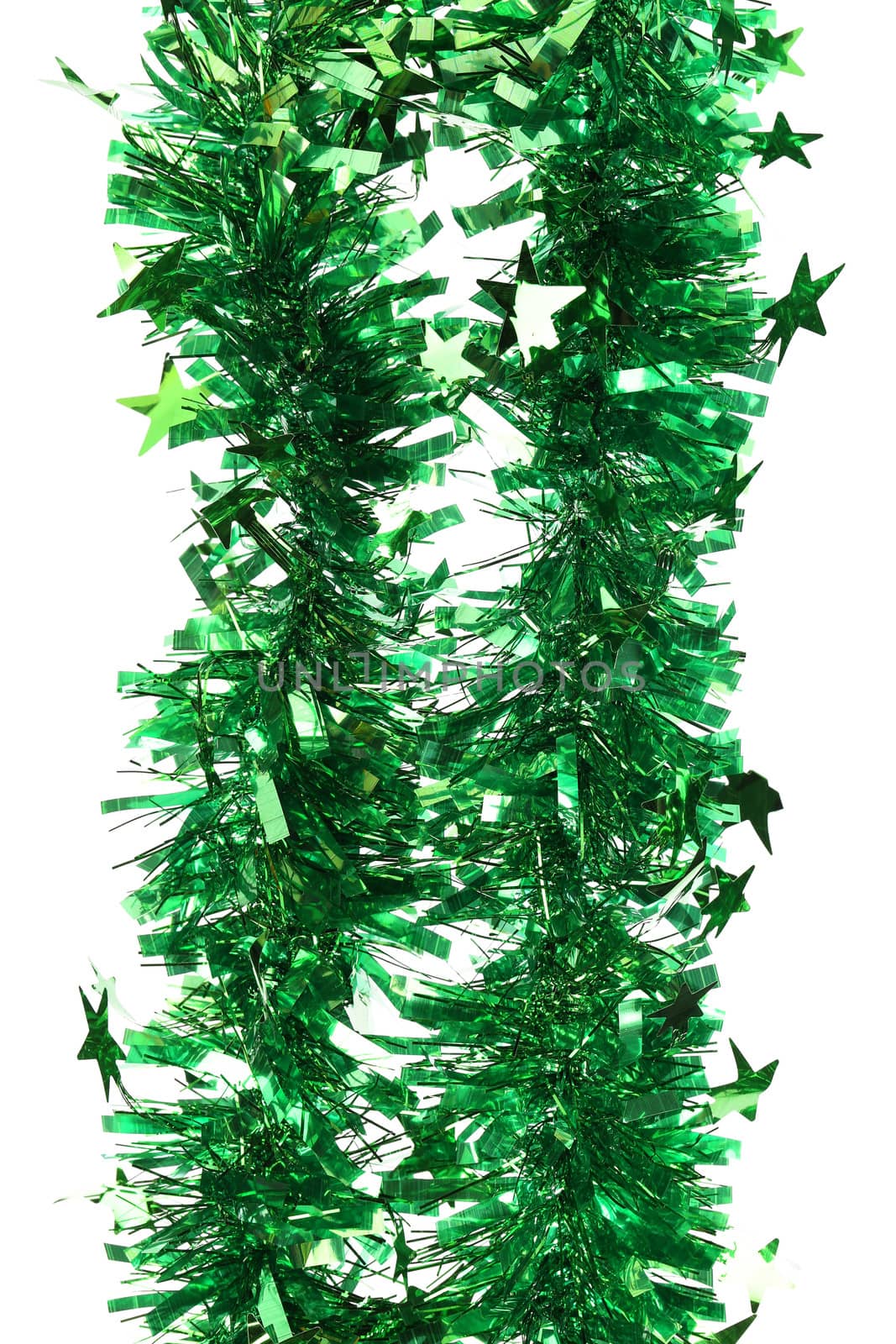 Tinsel. Christmas decoration on a white background.
