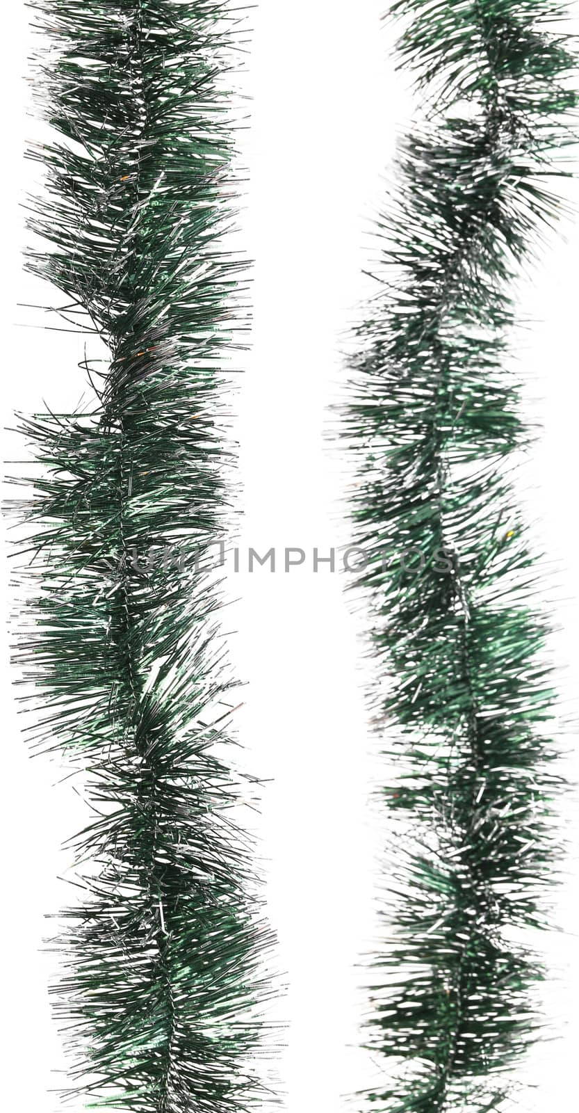 Tinsel. Christmas decoration on a white background.