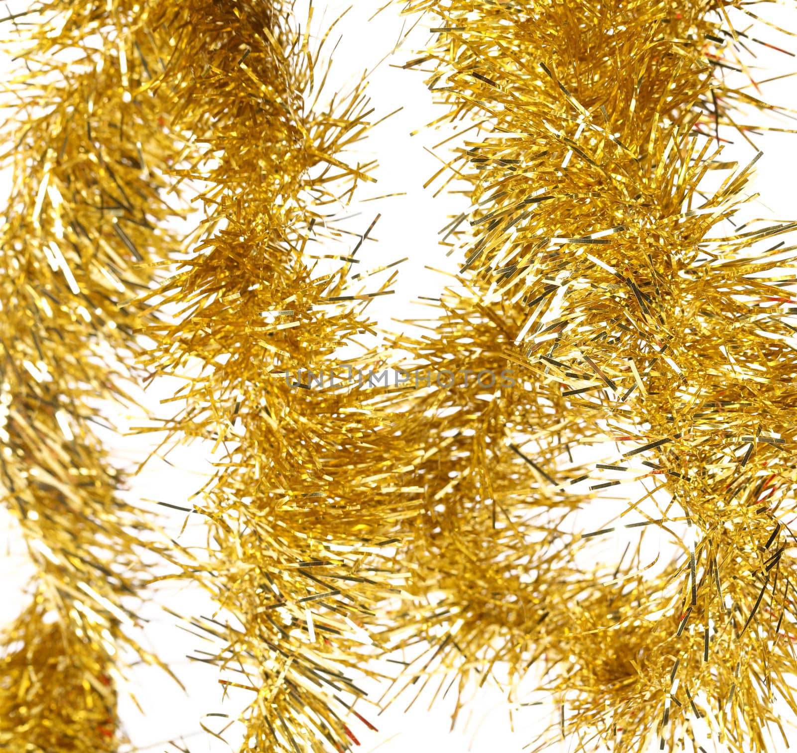 Tinsel. Christmas decoration on a white background.