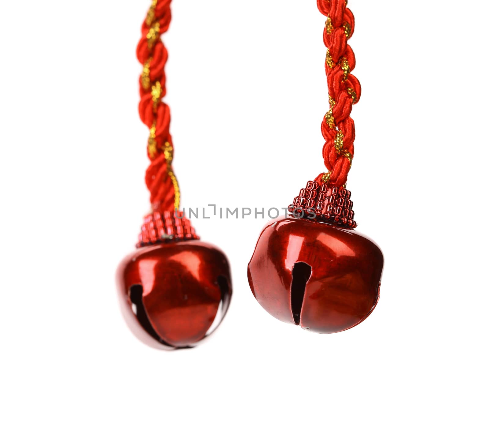 Christmas red bells isolated on a white background
