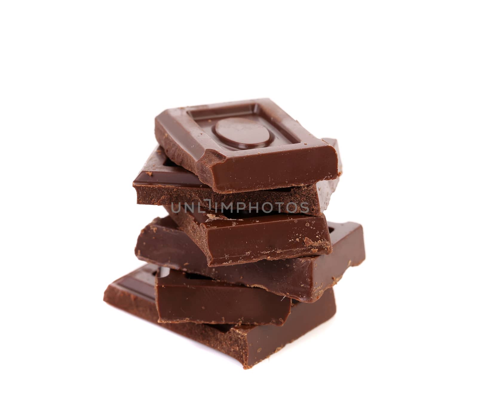 Stack of chocolate bars isolated on a white background