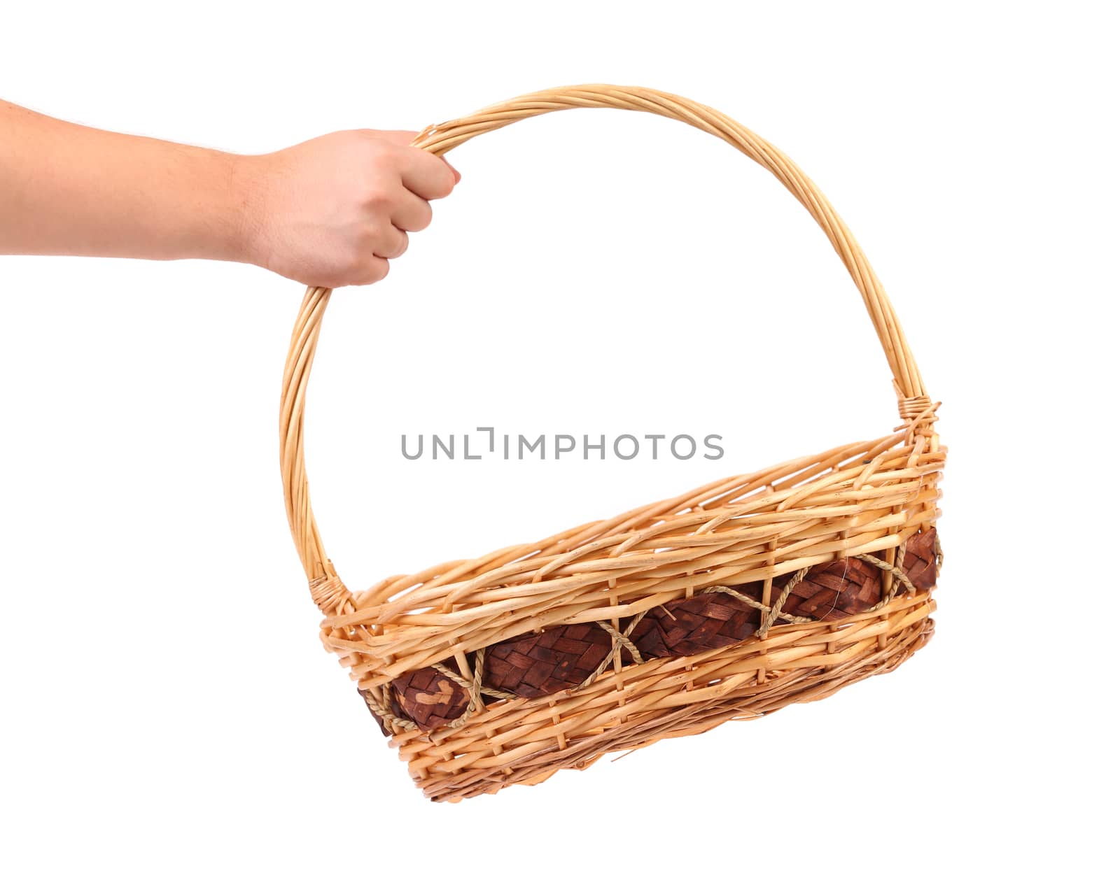 vintage weave wicker basket isolated on a white background