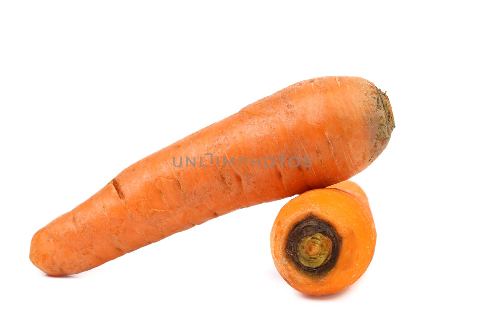 Carrot tubers isolated on a white background