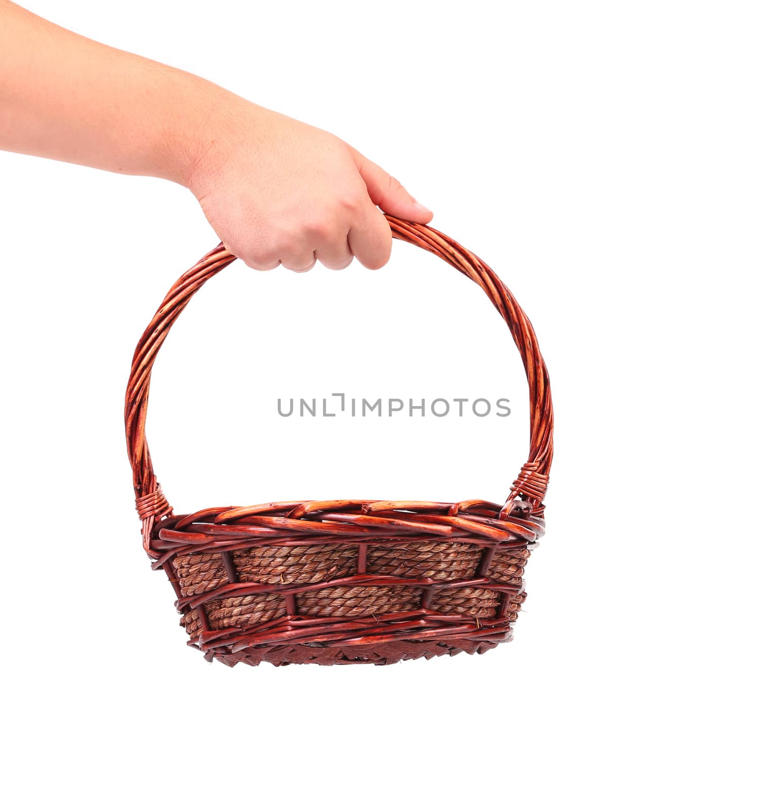 vintage weave wicker basket isolated on a white background
