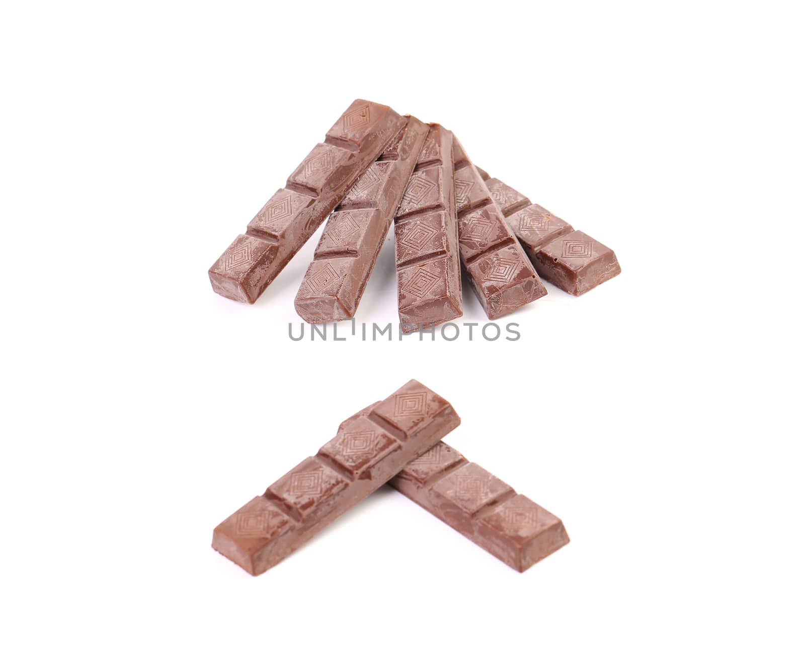 Old chocolate bars isolated on a white background