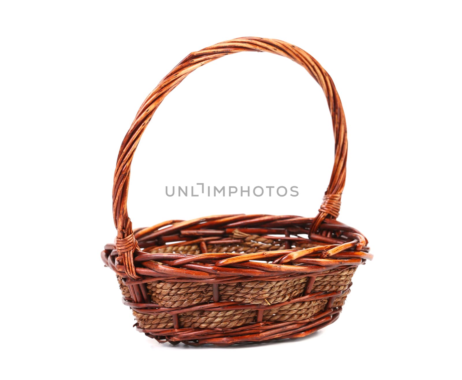 vintage weave wicker basket isolated on a white background
