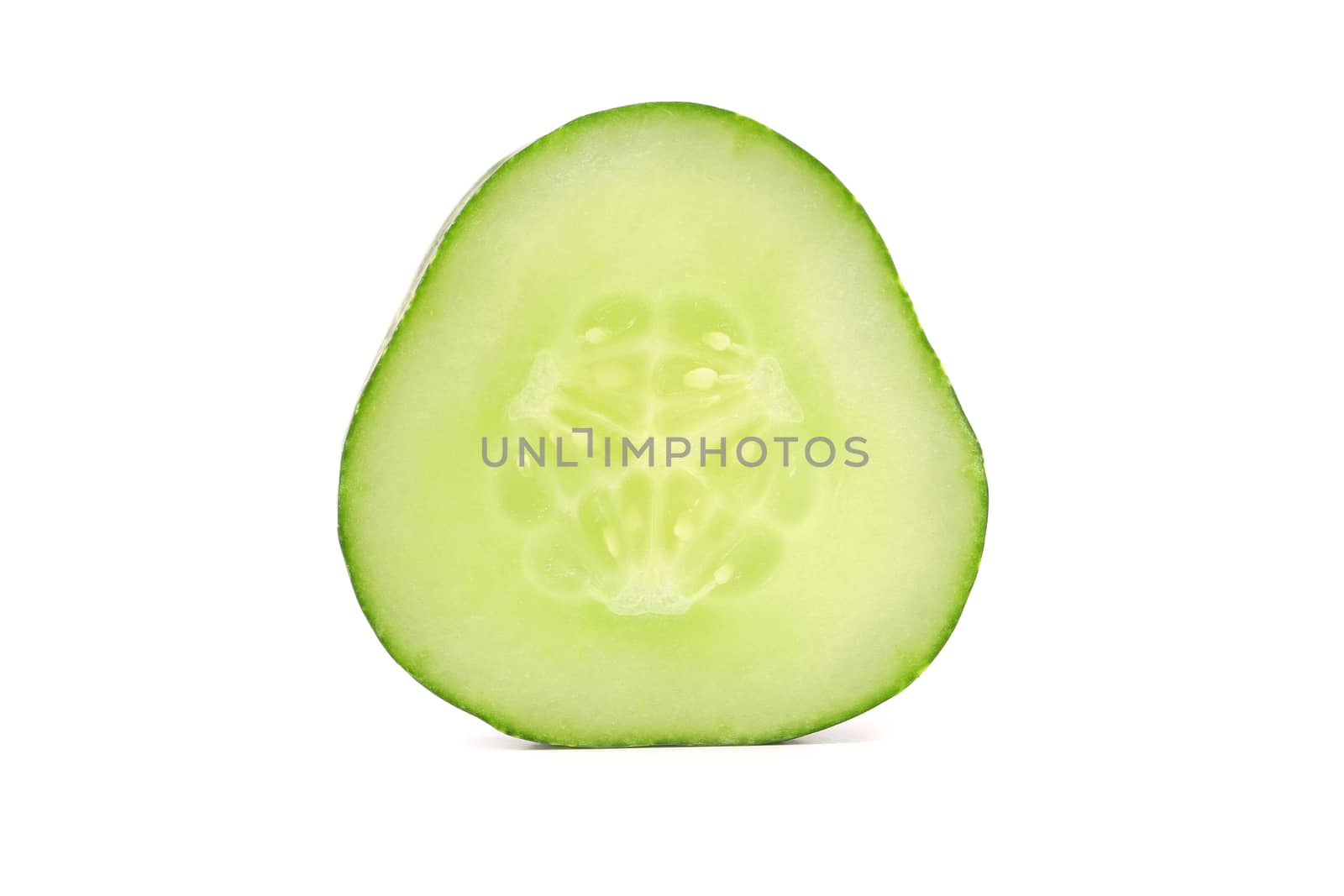Slice of fresh cucumber. Isolated on a white background.