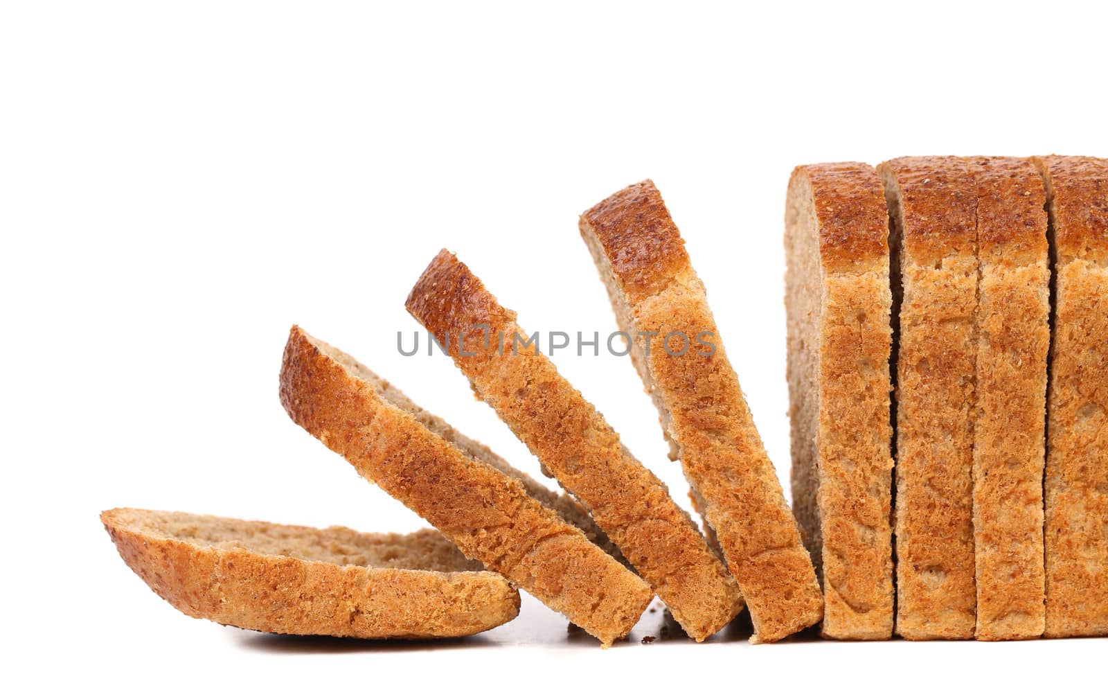 Sliced brown bread. Isolated on a white background.
