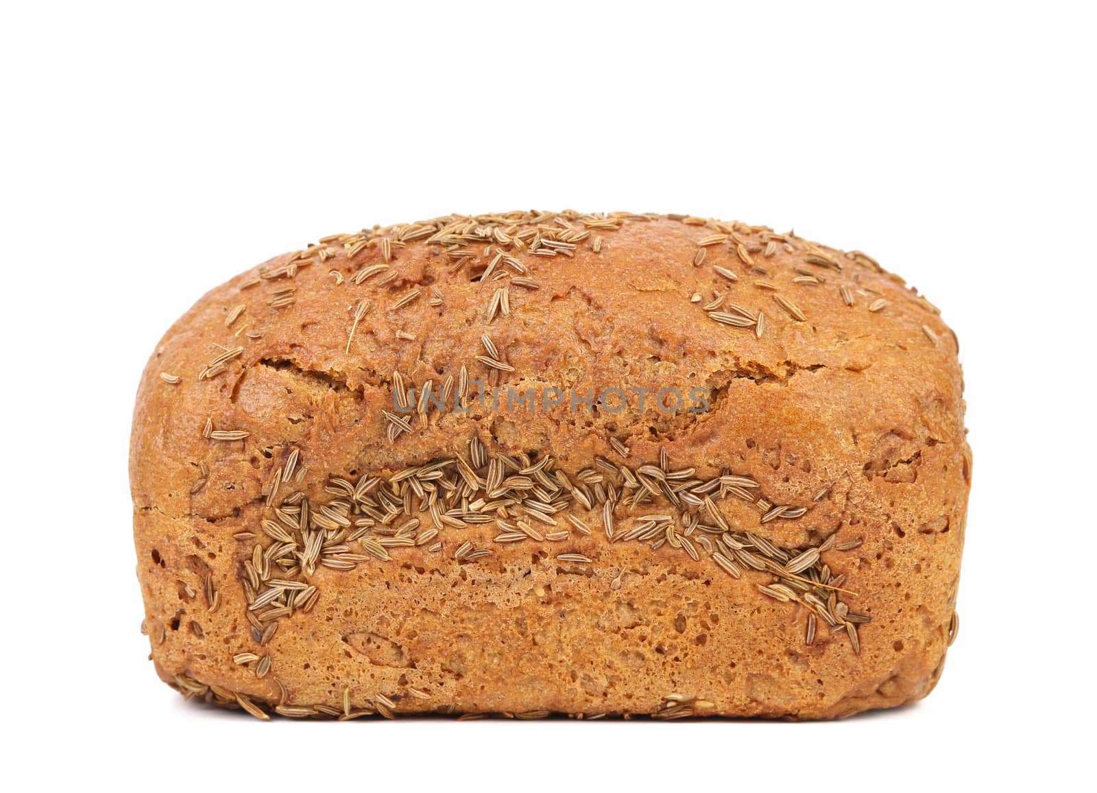rye bread with caraway seed isolated over white background