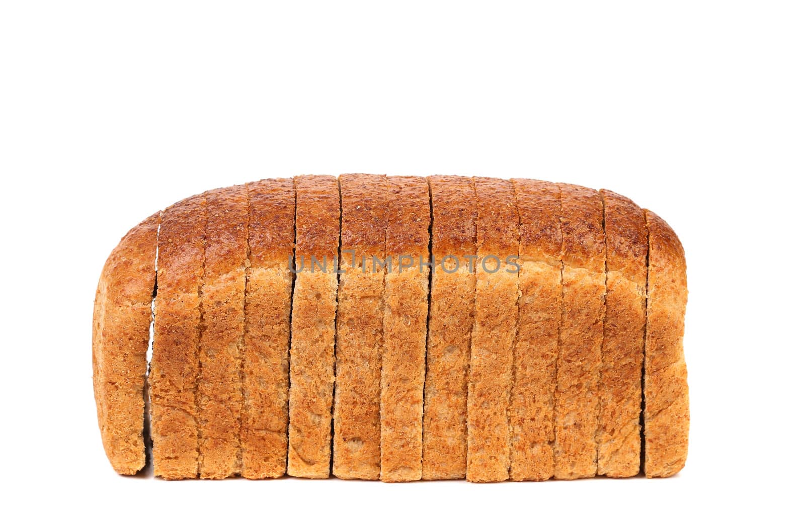 Sliced brown bread. Isolated on a white background.