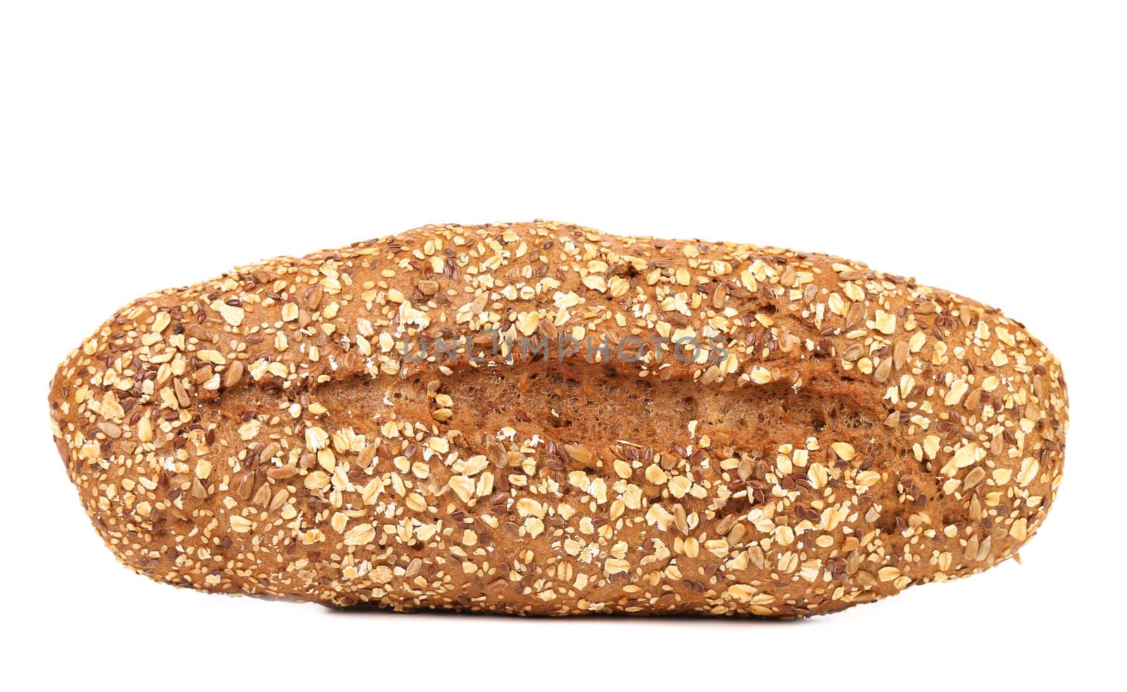 multi - grain brown bread isolated on a white background