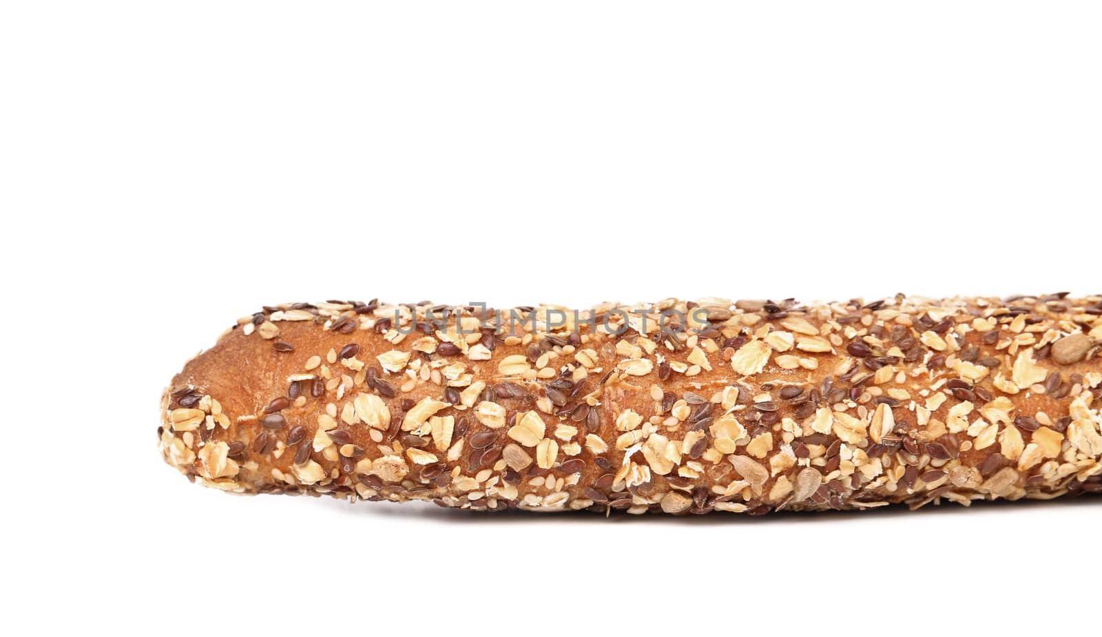 Bread made from whole grain. White background.