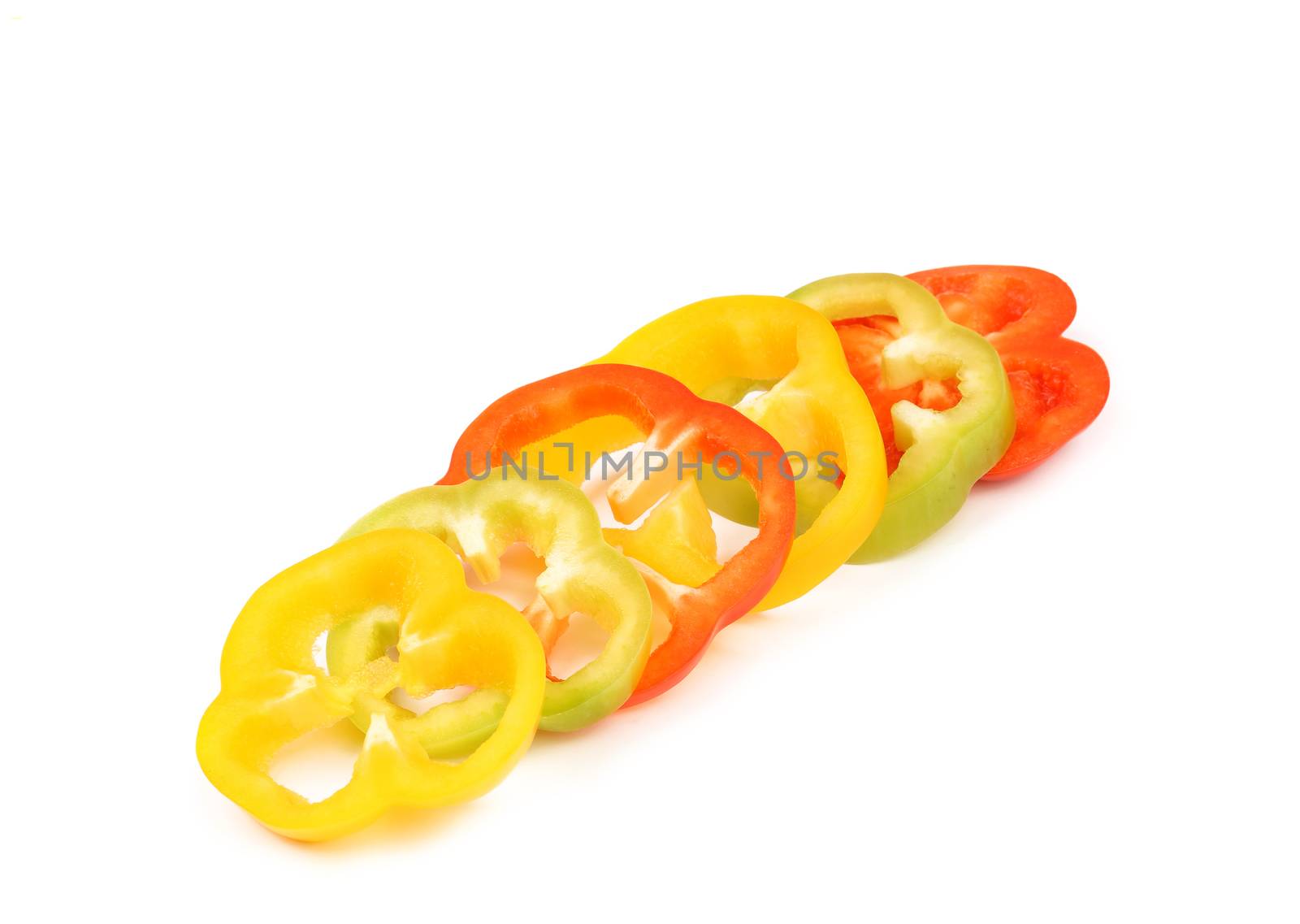 Sliced peppers isolated on a white background