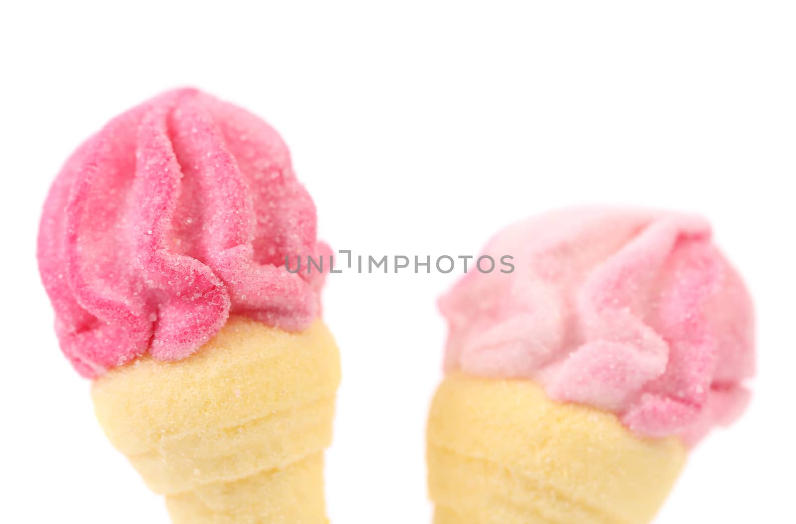 Marshmallow in form of ice cream. Close up.