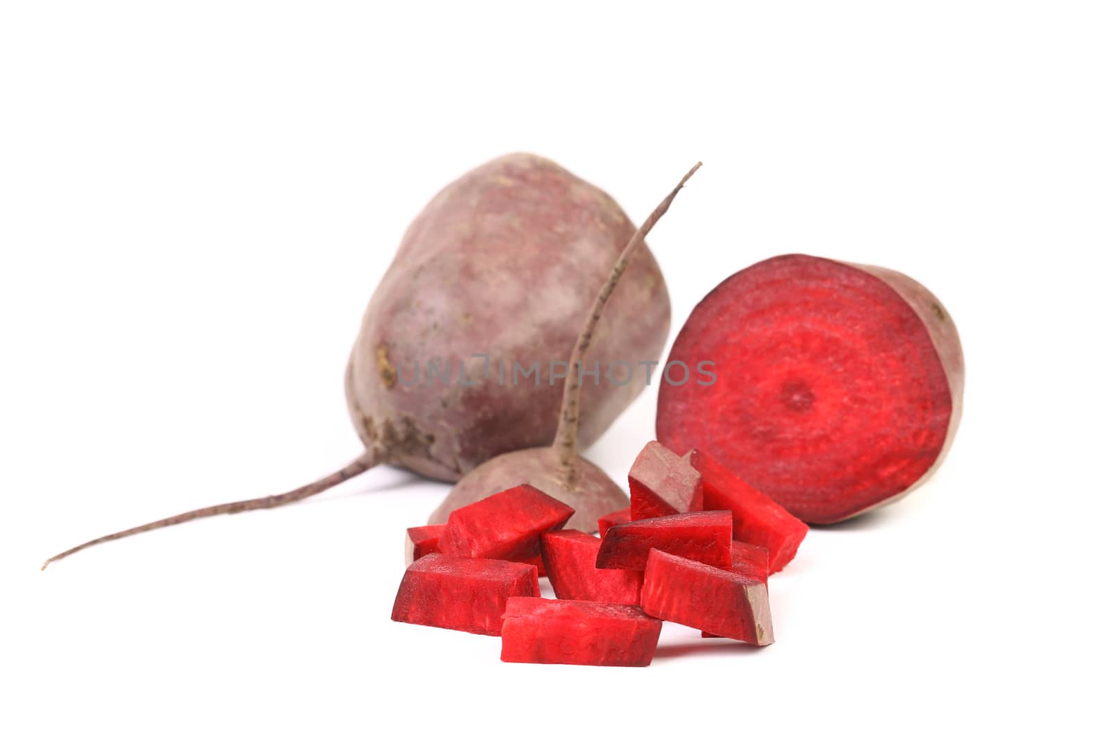Sliced beetroot isolated on a white background