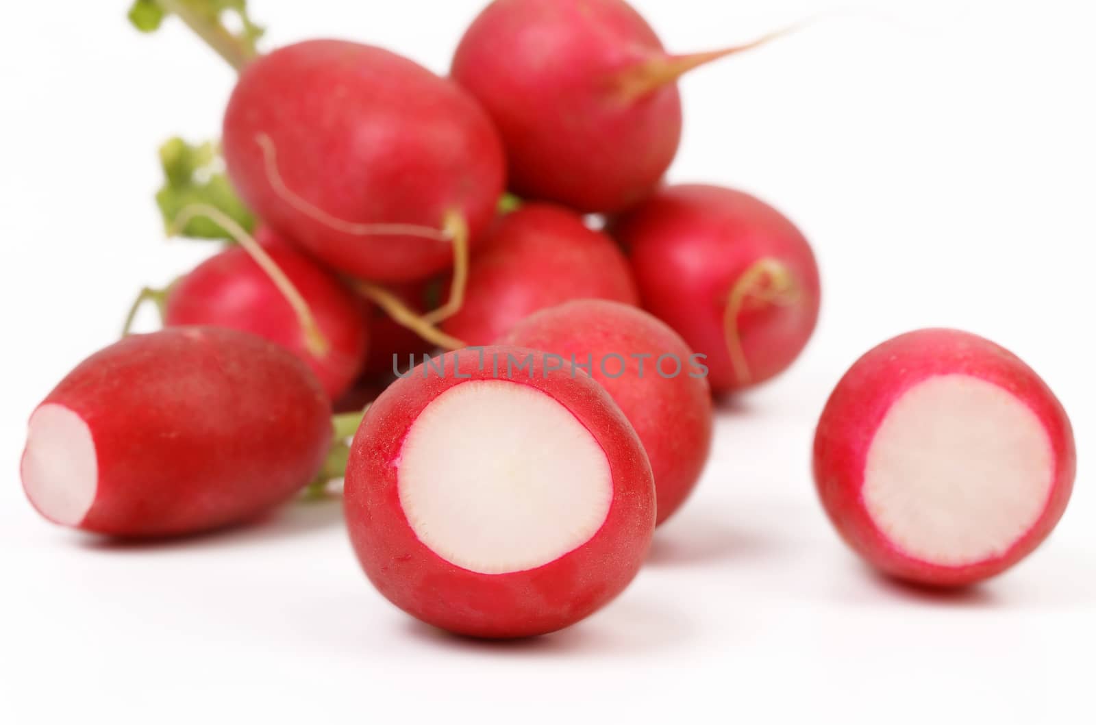 fresh radishes isolated on a white background