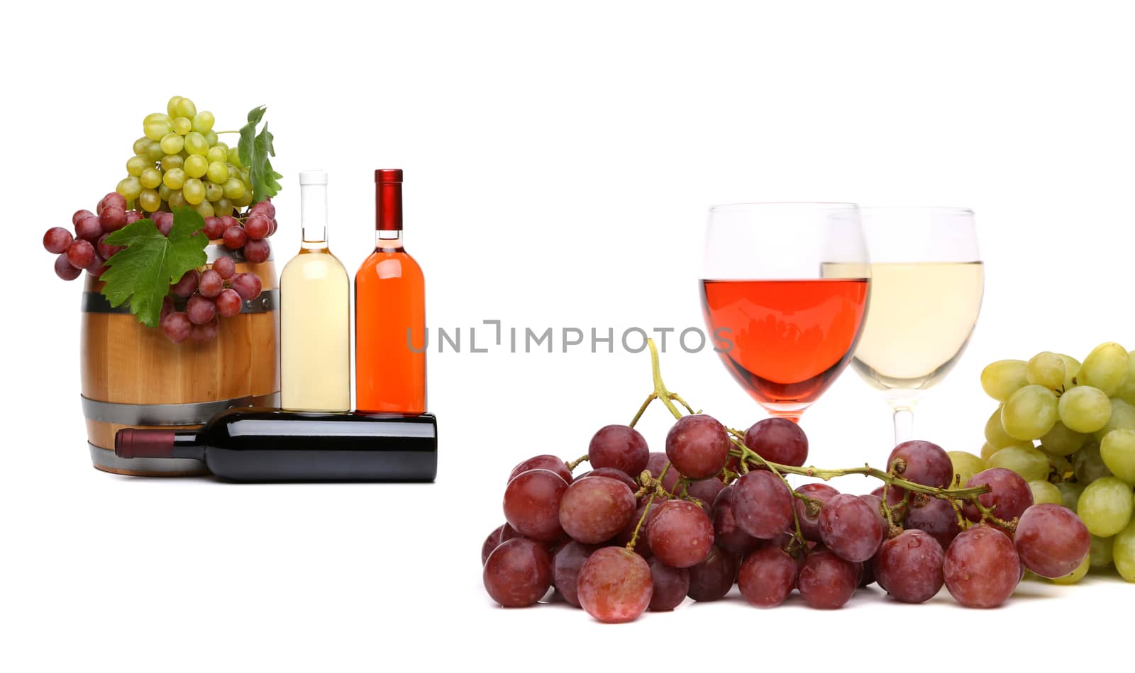 Wine composition. Isolated on a white background.