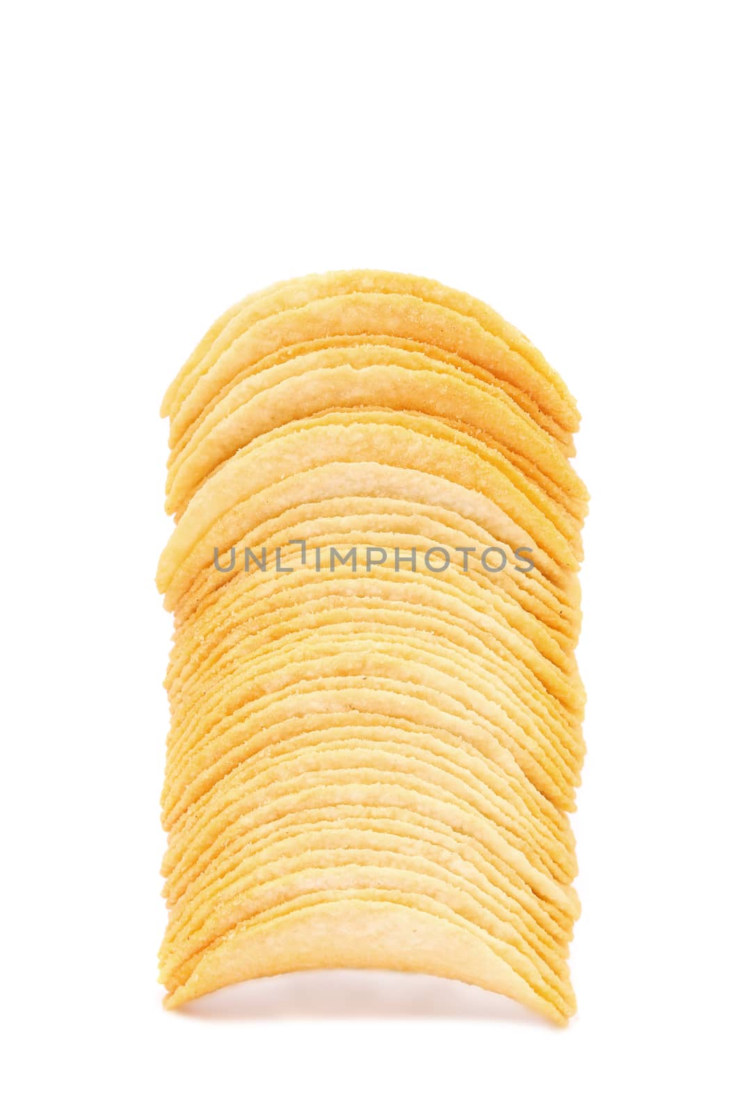 Stack of Potato Chips Isolated on a White Background