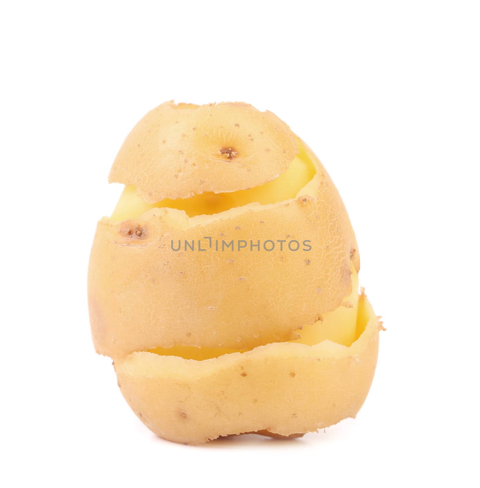 peeled potato isolated on a white background
