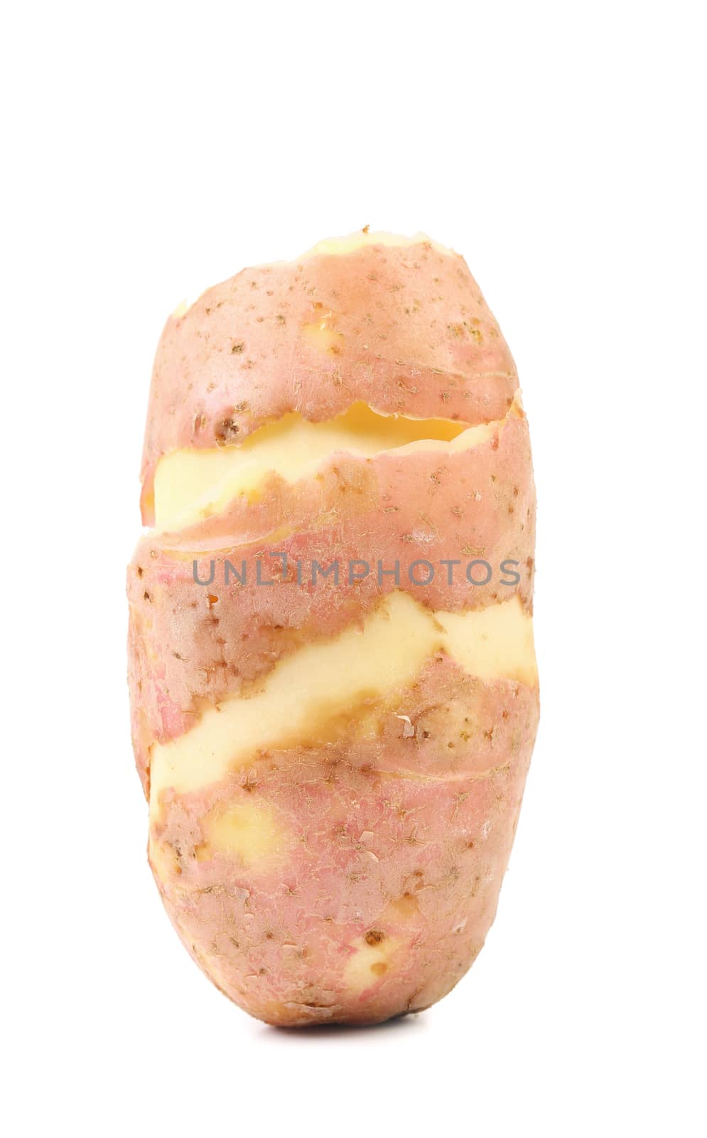 peeled potato isolated on a white background