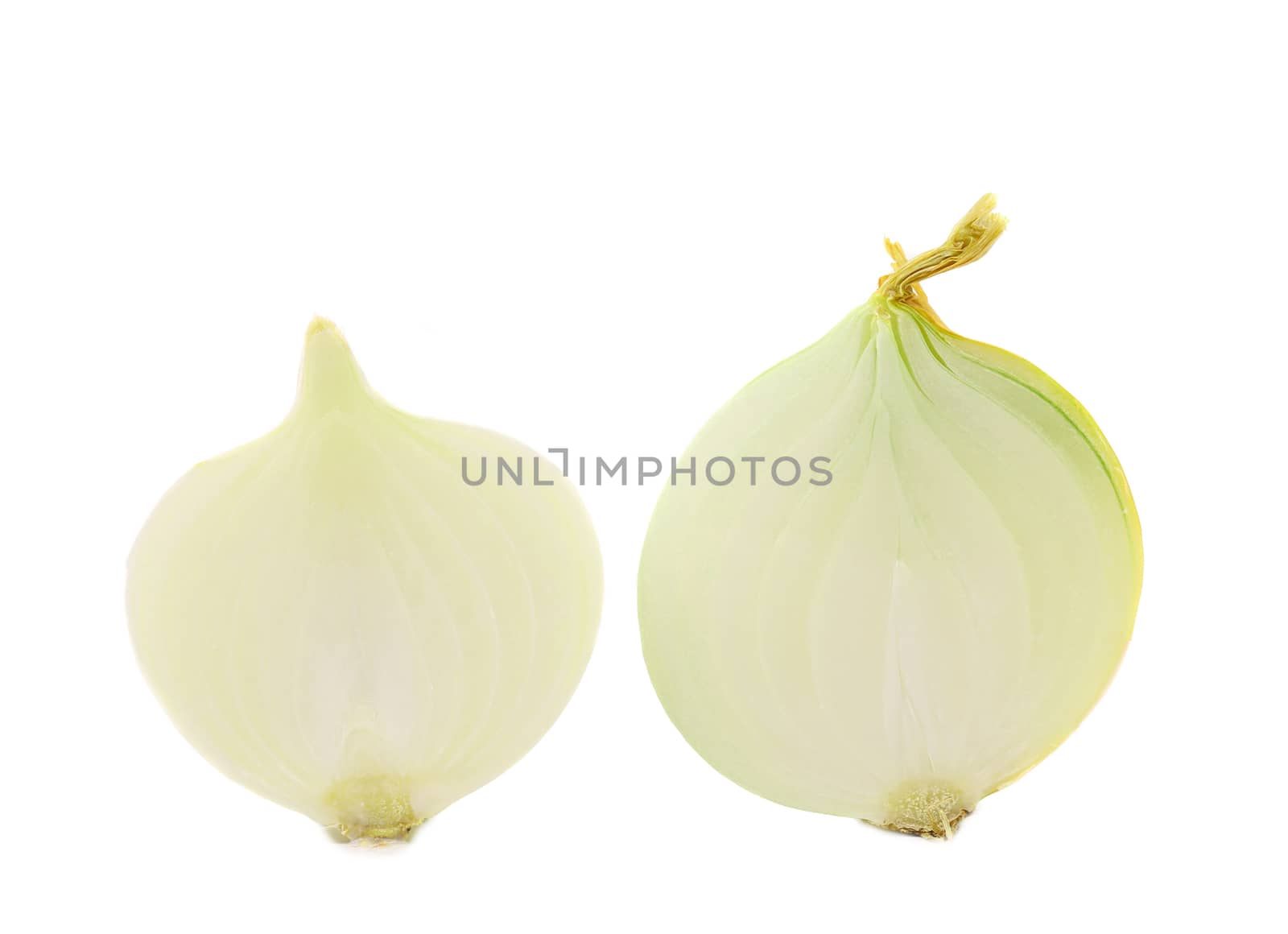 Splited onion. Isolated on a white background.