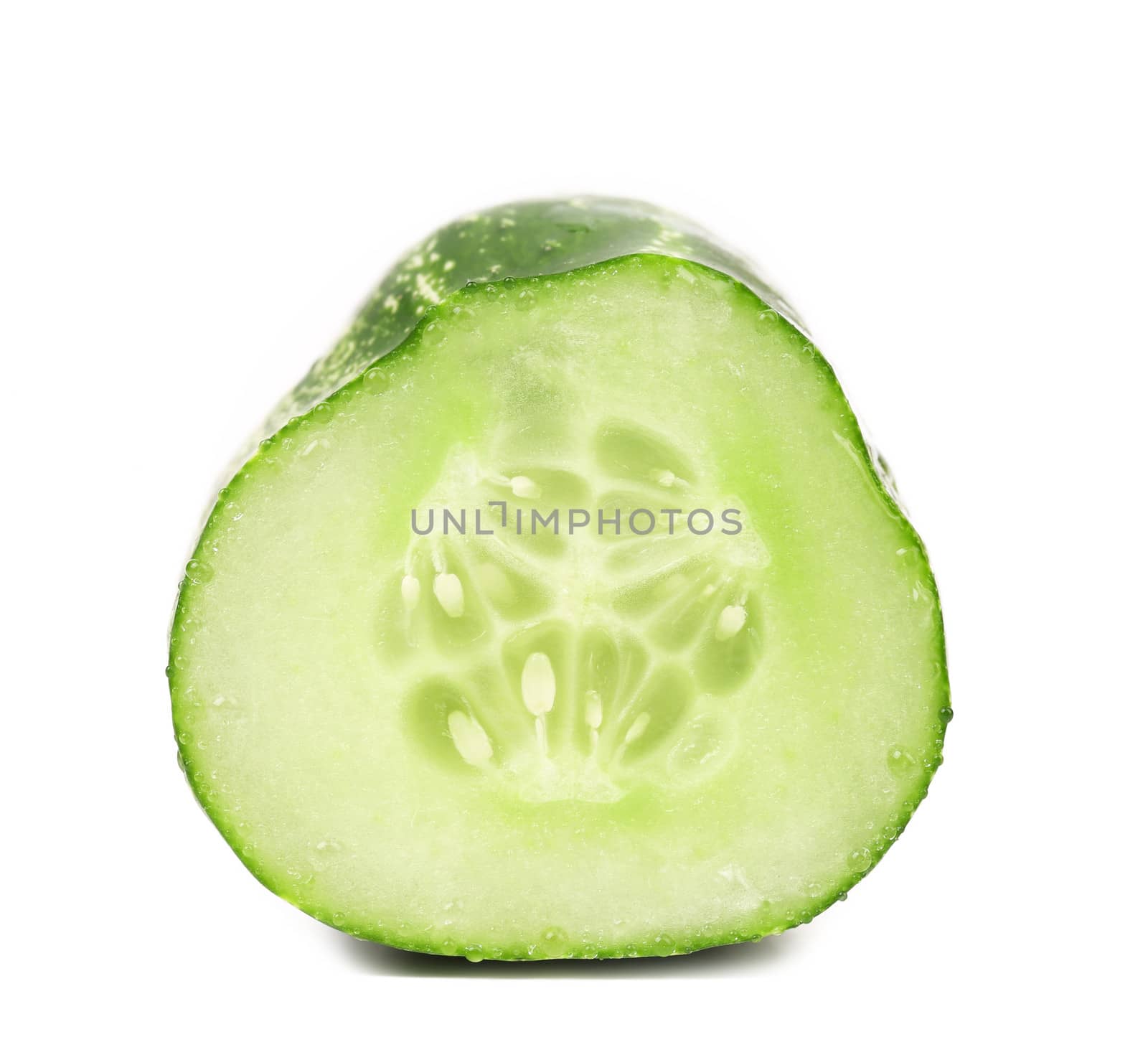 Fresh slice cucumber on a white background