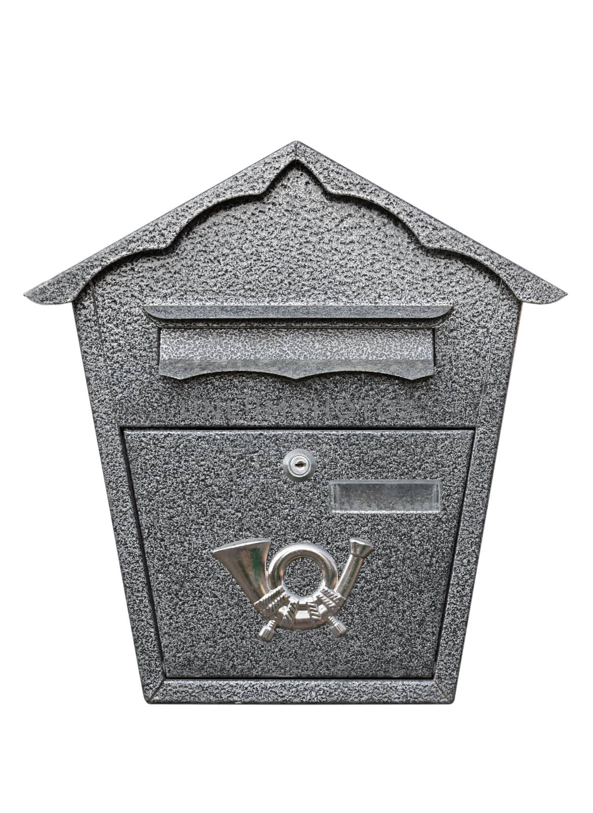 metallic mailbox isolated on white